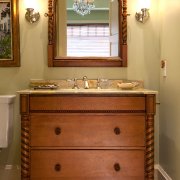 Antique Dresser to Sink, Vermont Interior Design